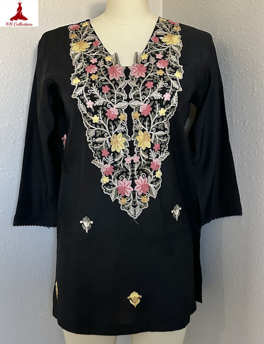 black muslin silk kurta