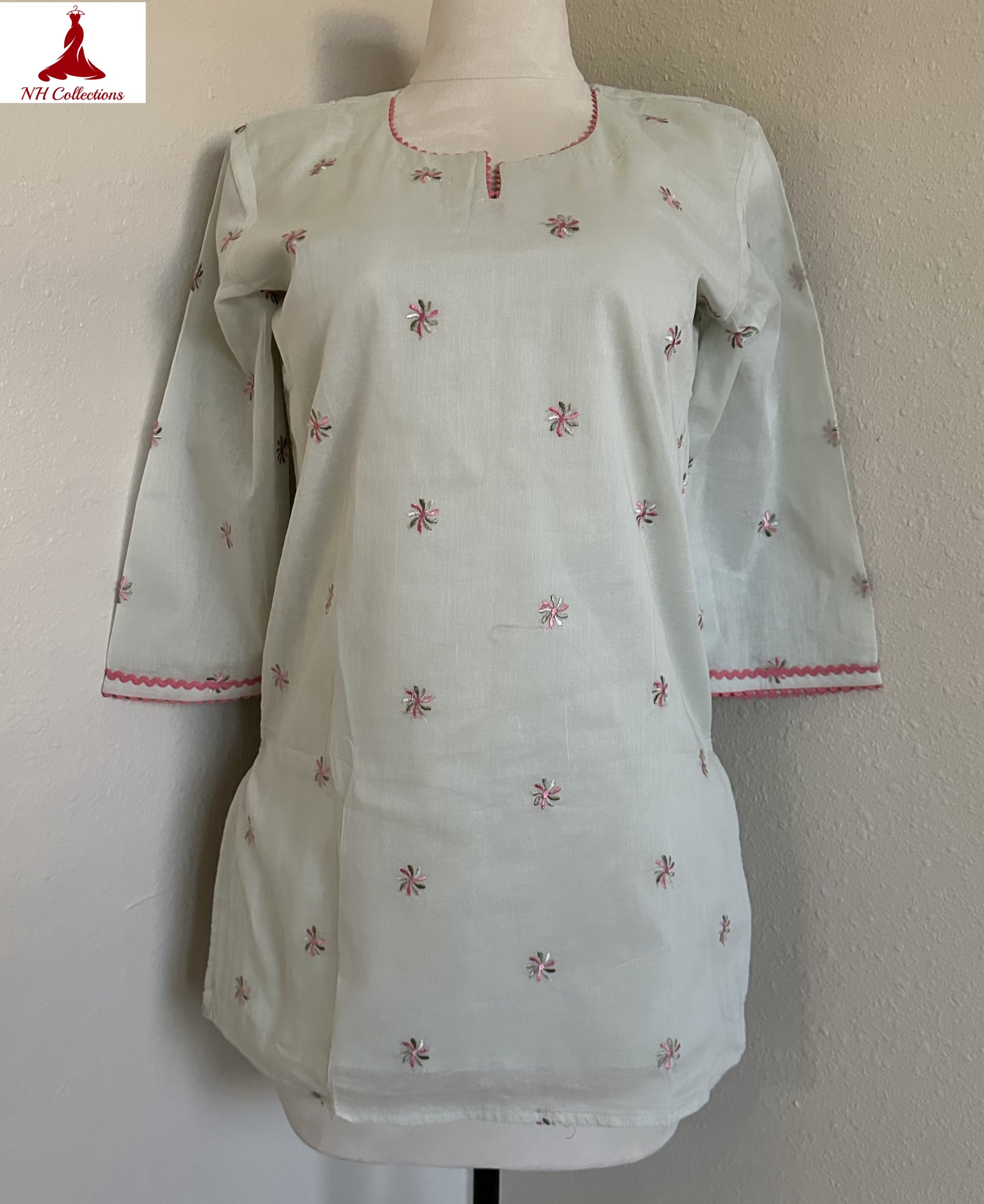 small flower gray kurta