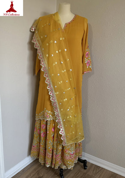 sherara with net dupatta