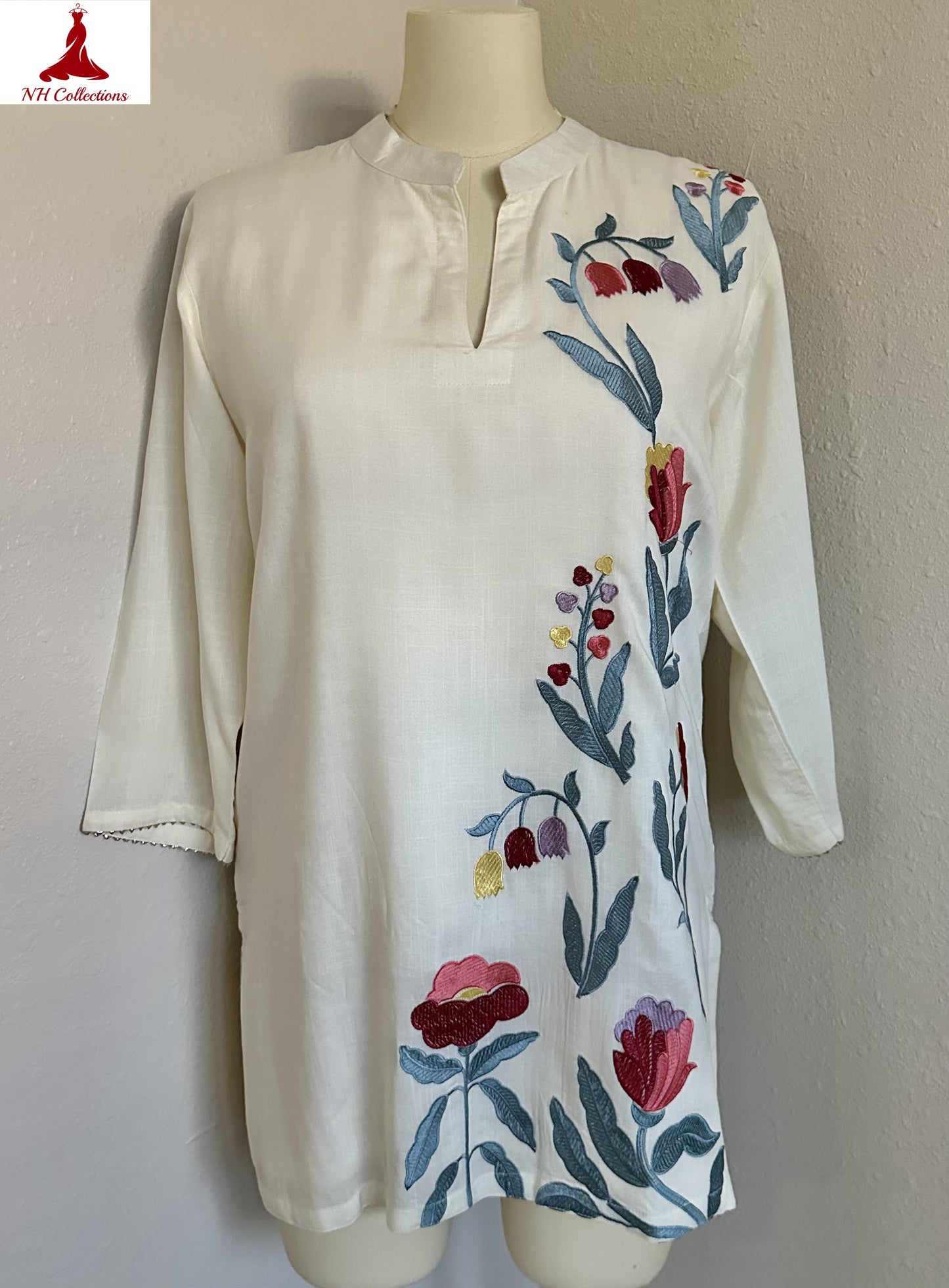 floral design white kurta