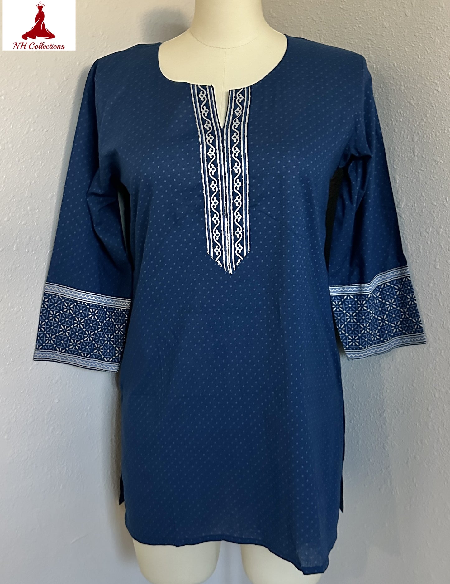 polka dots navy blue kurta