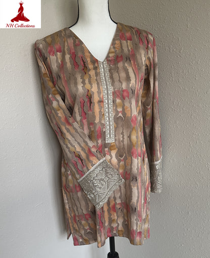 Women's colorful Beige blouse in S