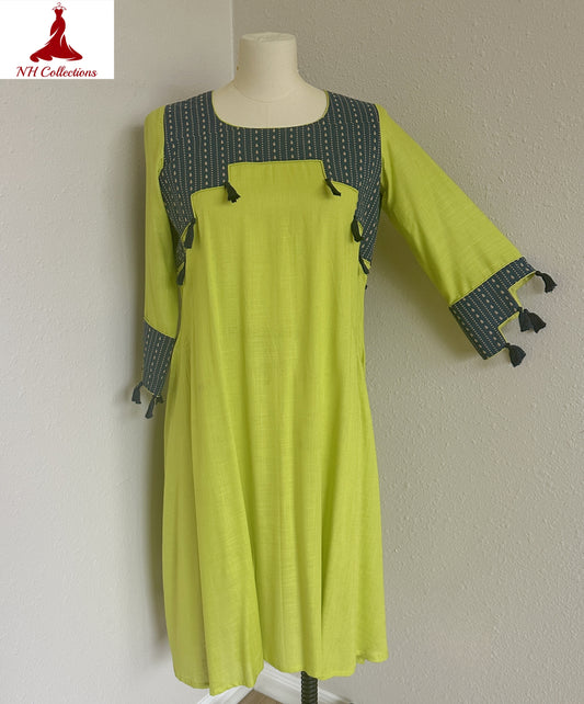 neon green long kurta