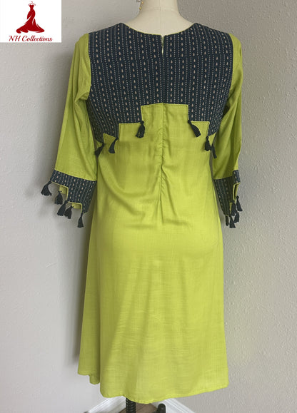 Women's neon green Aline frock in M