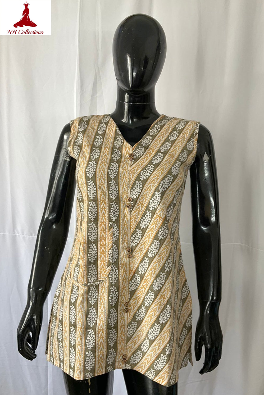 sleeveless block printed kurta