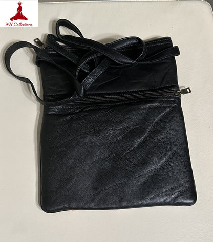 Women's black kashmiri aari work leather purse