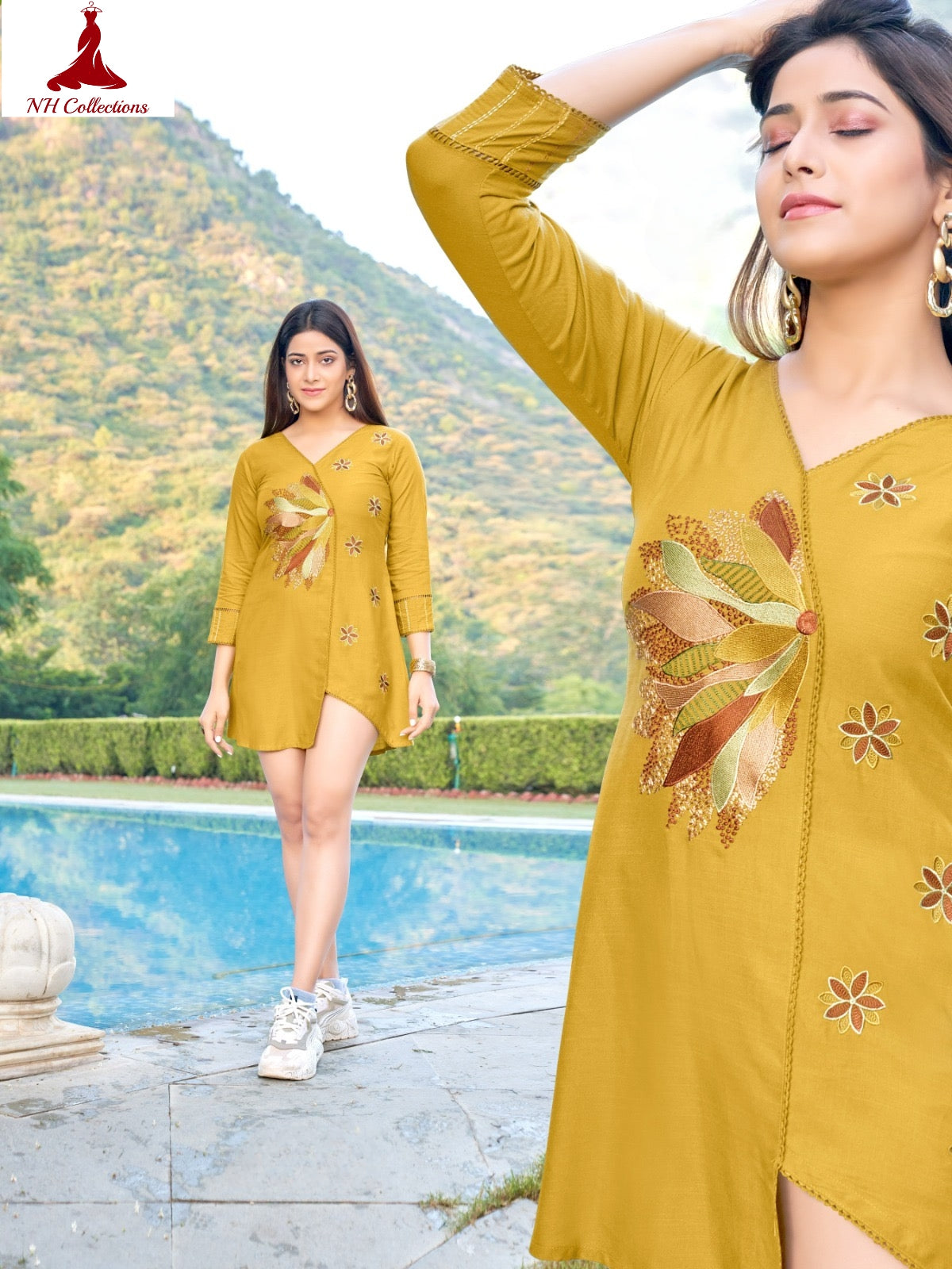 flower embroidered kurta