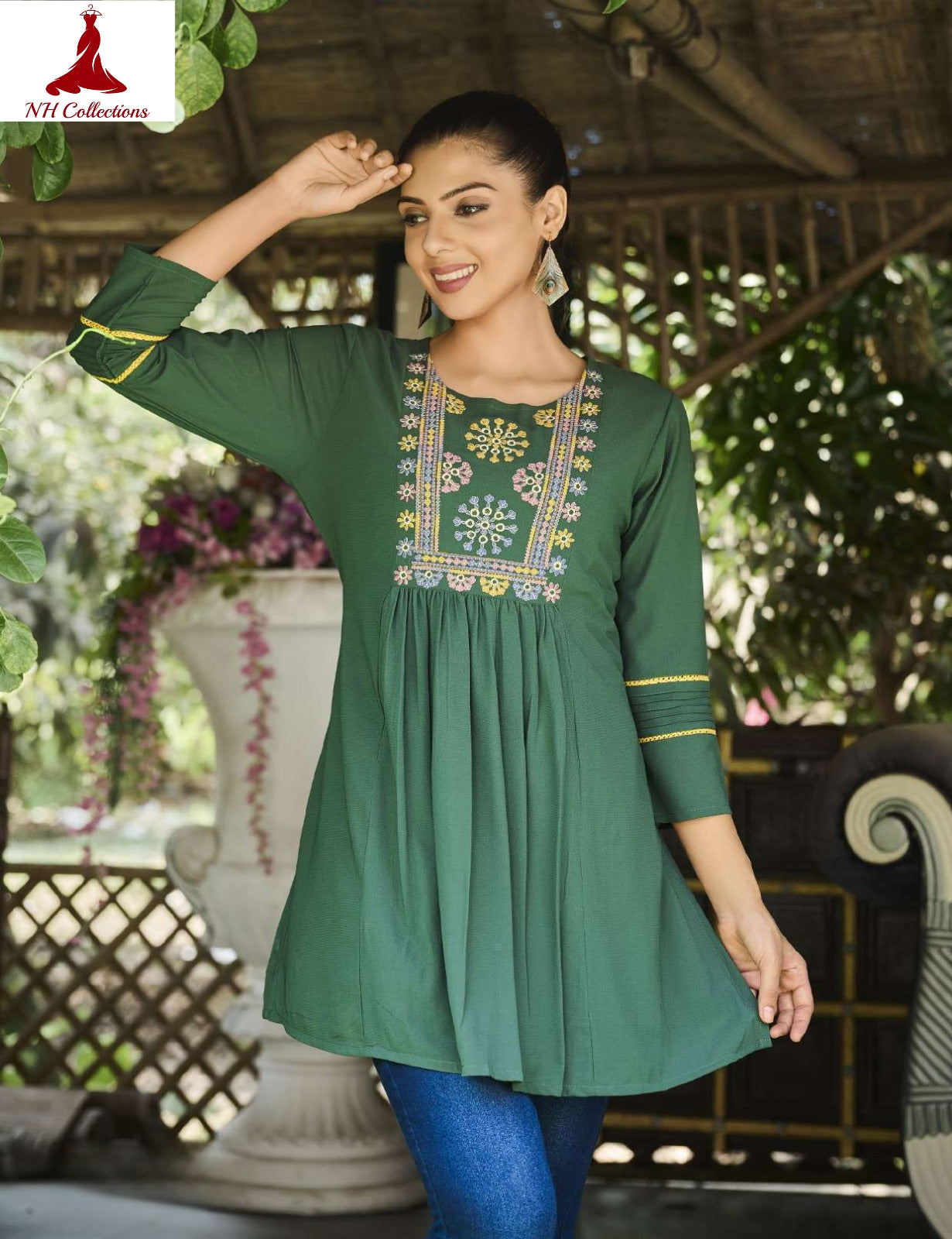 Women's green designer kurta