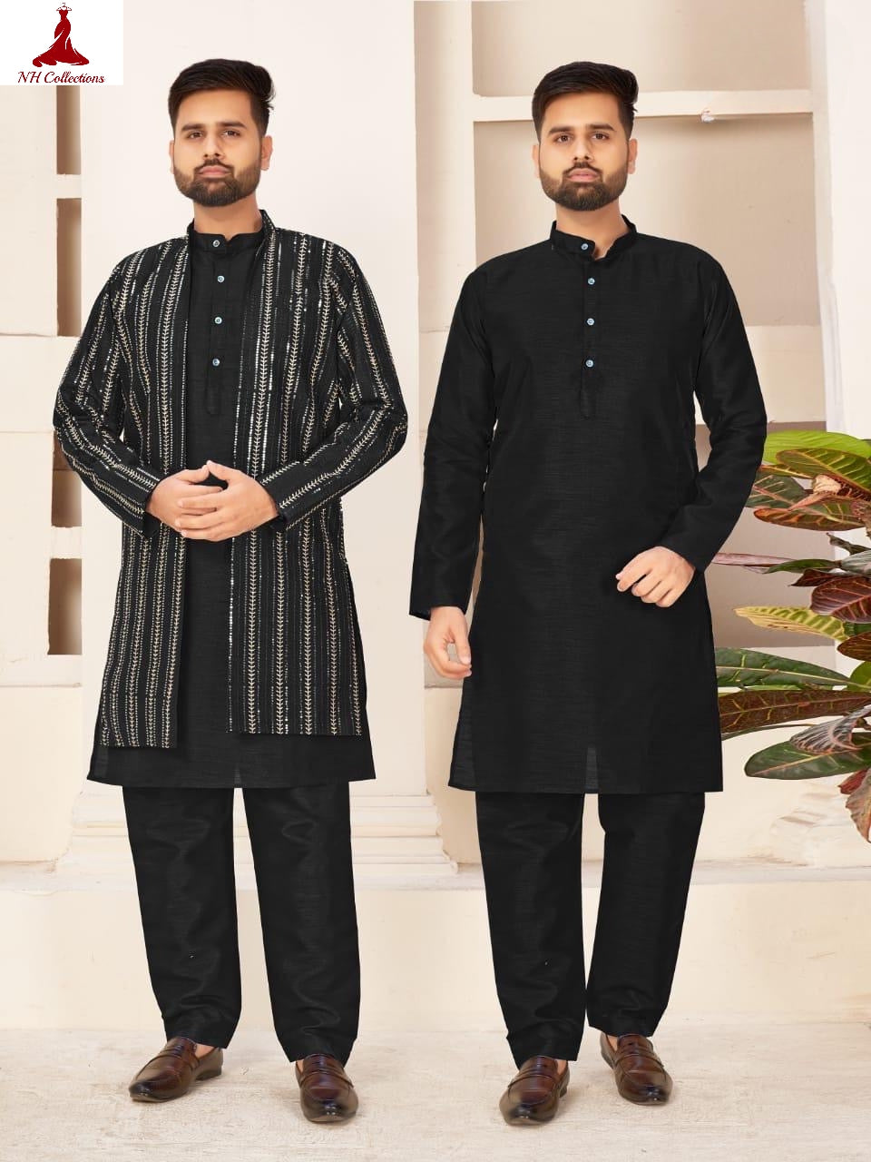 black jacket kurta set