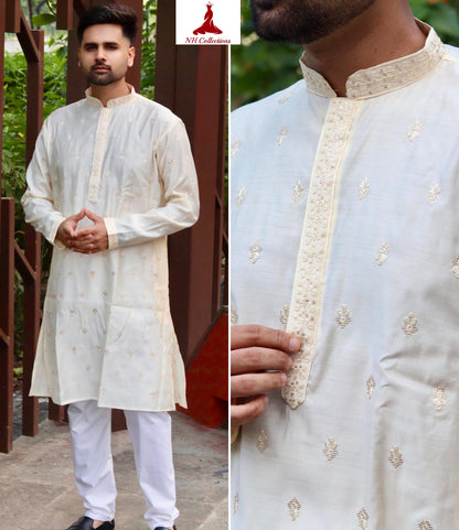 Men's soft silk kurta set in XL and 2XL