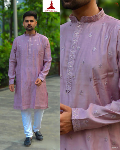 Men's soft silk kurta set in XL and 2XL