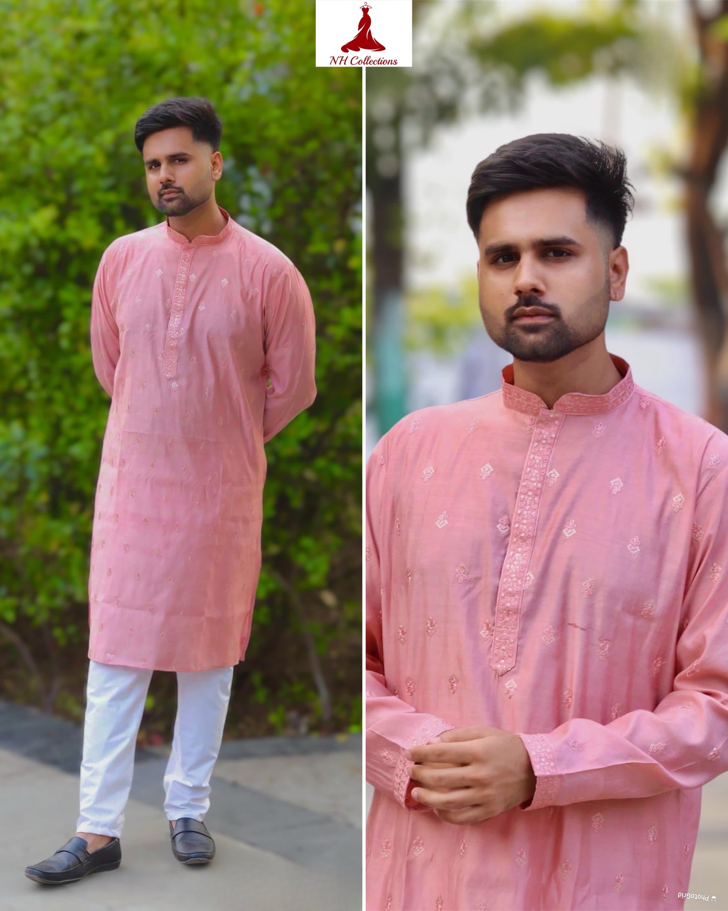 Men's soft silk kurta set in XL and 2XL