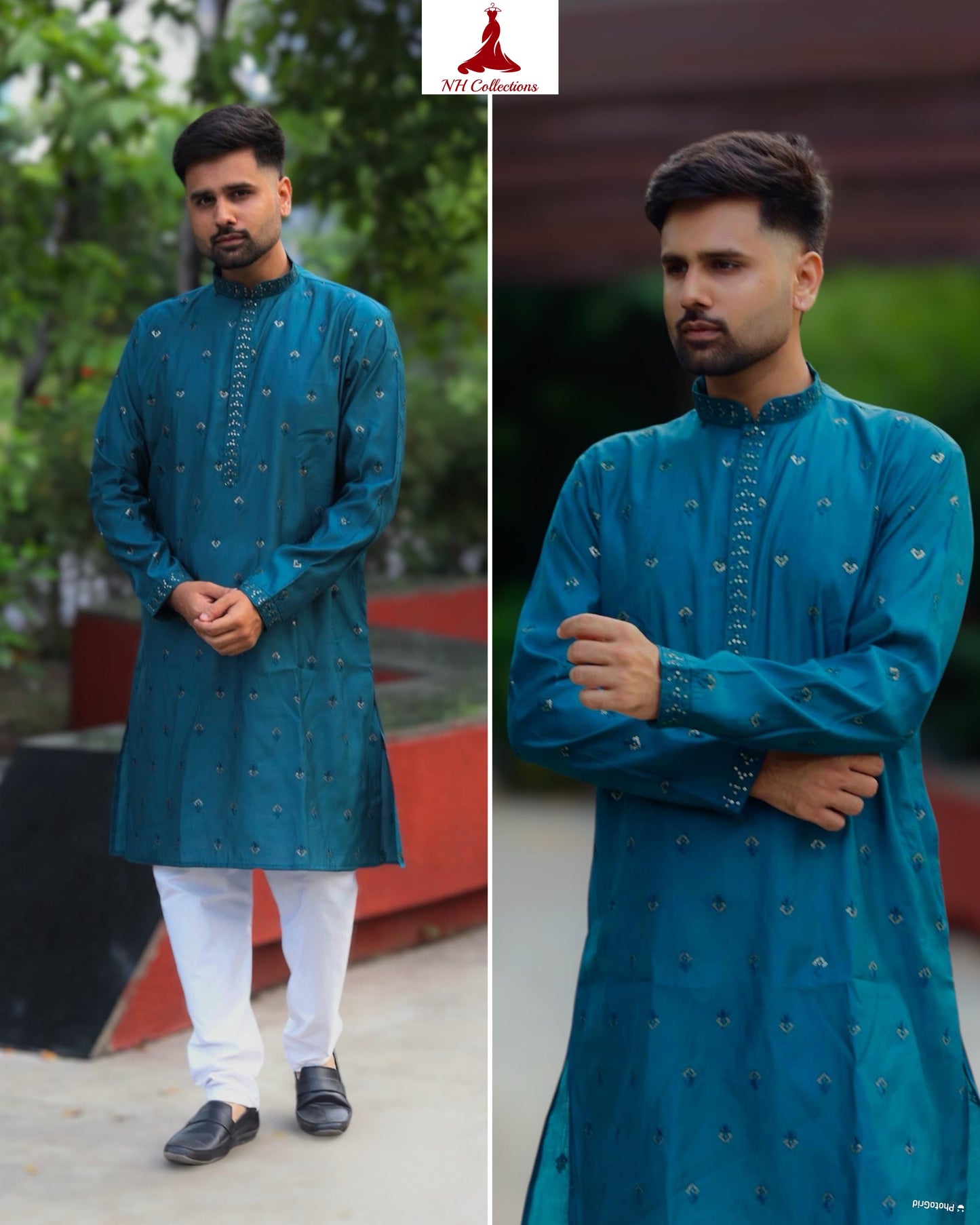 Men's soft silk kurta set in XL and 2XL