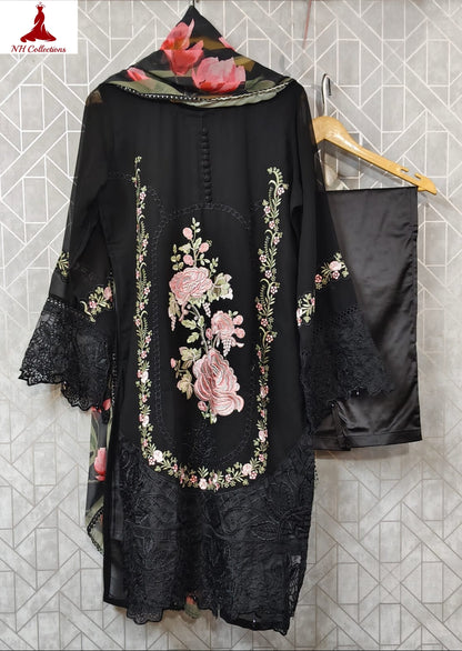 black georgette pakistani kurta 